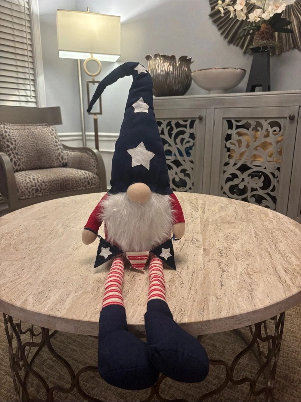 Patriotic Blue & Red Gnome Holiday Décor Plush